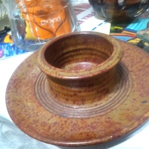 COPY - Vintage Candle Holdee pottery . Signed